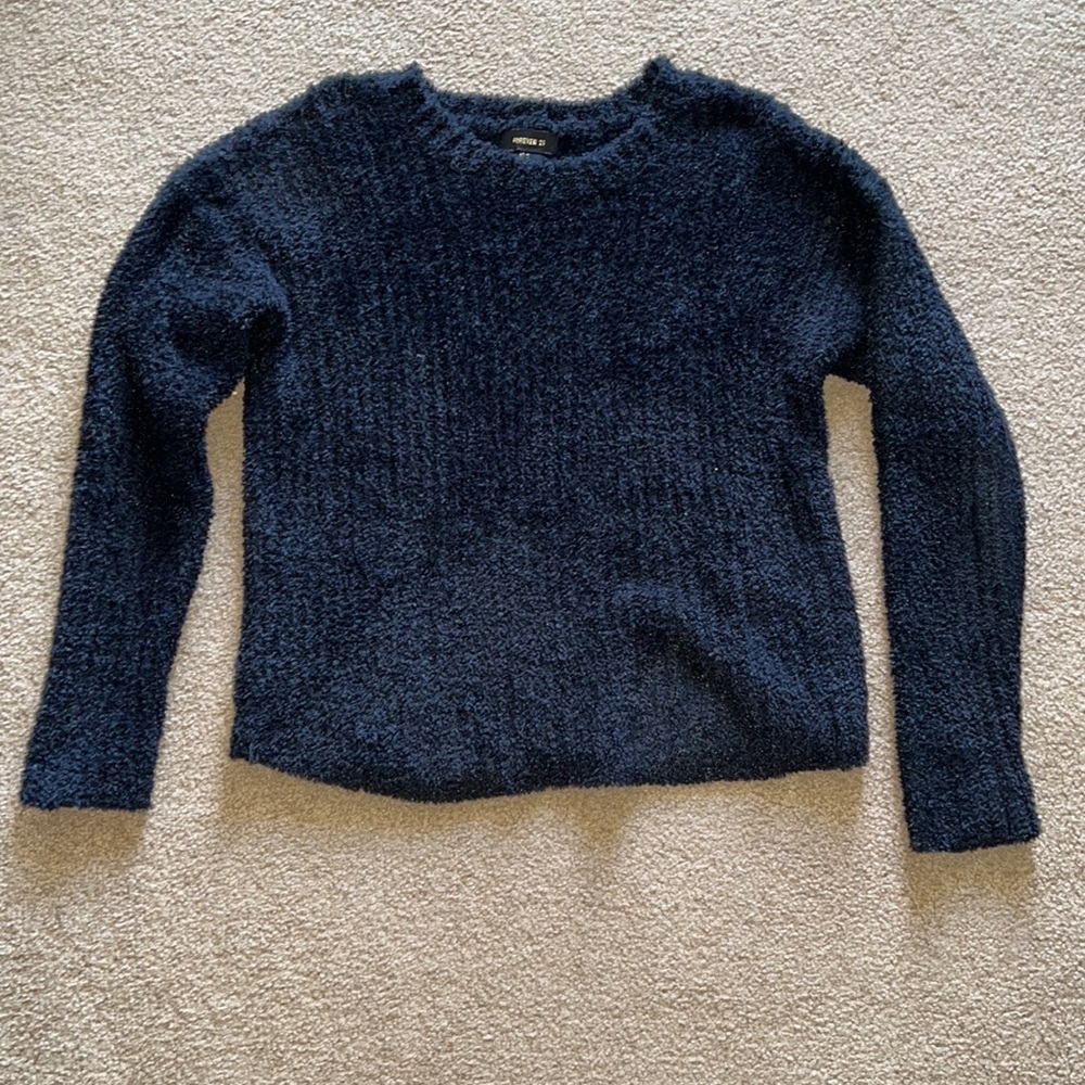 Forever 21 Black soft Fuzzy Crewneck Sweater